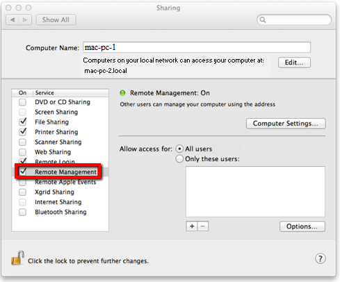 remote management macos